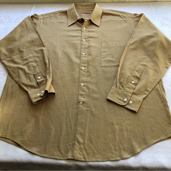 Donna Karan Signature Men’s Size 17.5 34/35 Gold Button-Up Collared Dress Shirt - Picture 13 of 15